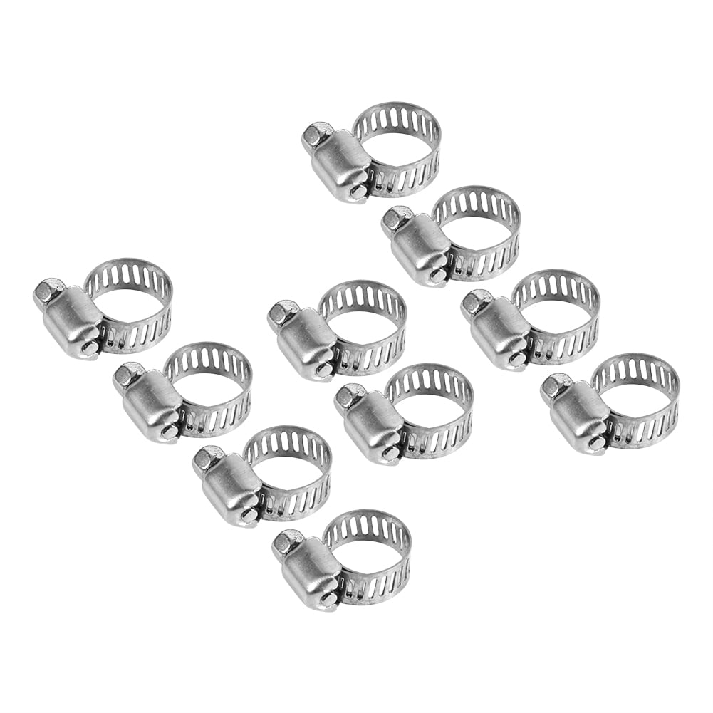 10 Pcs Adjustable Stainless Steel Drive Hose Clamps Fuel Line Worm