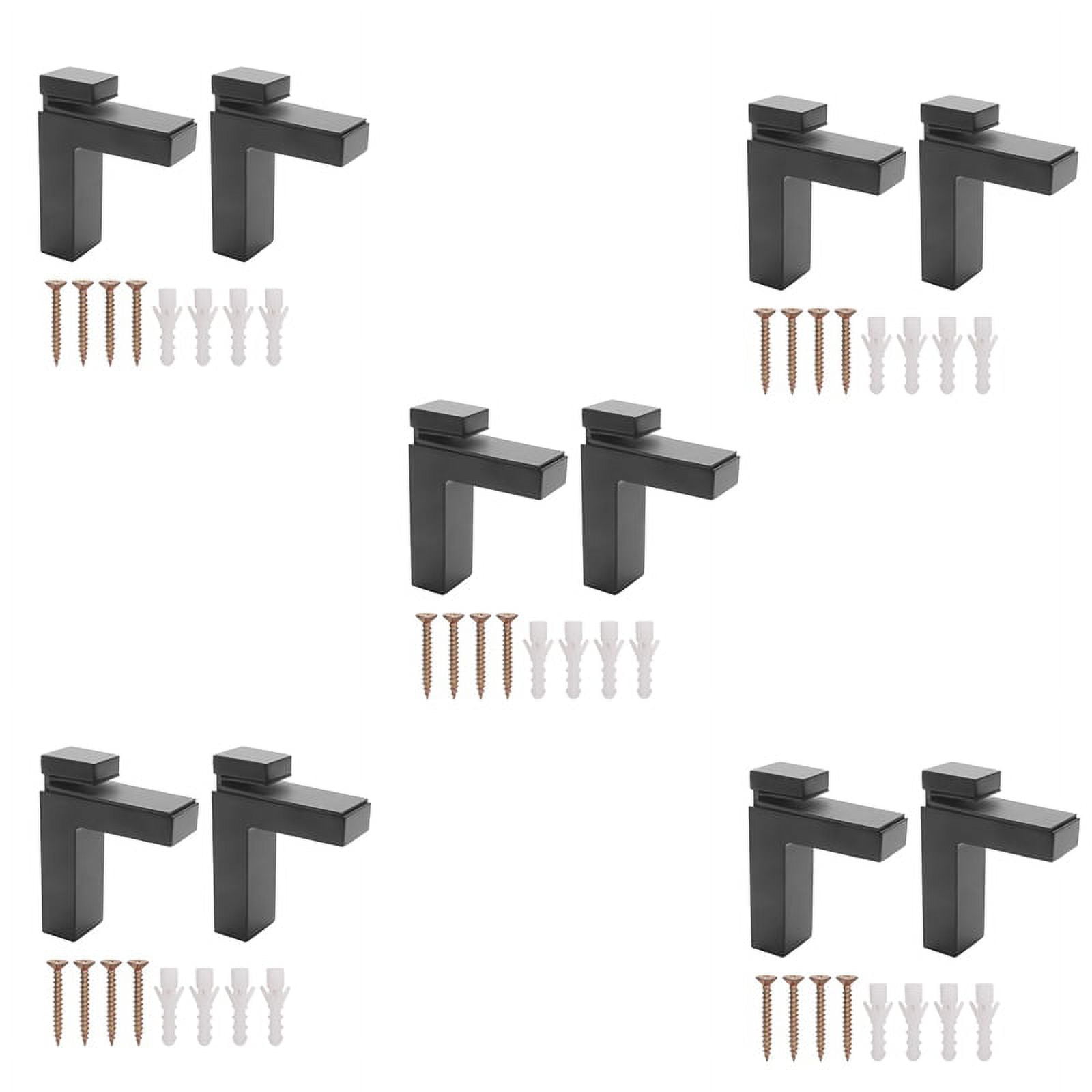 10 Pcs Adjustable Wood/Glass Shelf Bracket Wall Mount Heavy Duty Floating Brackets for 3-28mm Thick Shelves,Black