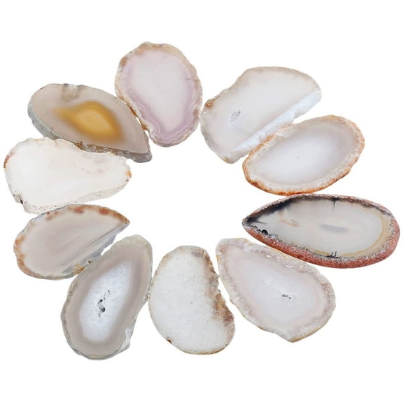 10 Pcs Agate Light Table Slices, Healing Crystals Geode Stones,Irregular Home Decoration Jewelry Making,Natural Color