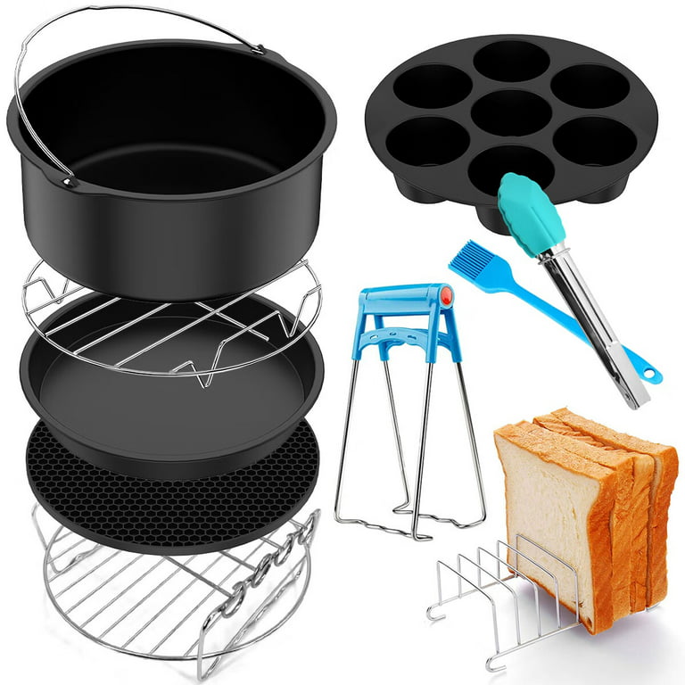 10 Pcs Air Fryer Accessories Set Food-grade Air Fryer Accessories with Cake  Basket Pizza Pan Stainless Steel Skewer Rack Oil Brush and More Non-Stick  Suitable for 3.7/5.8 QT Air Fryer 8inch 