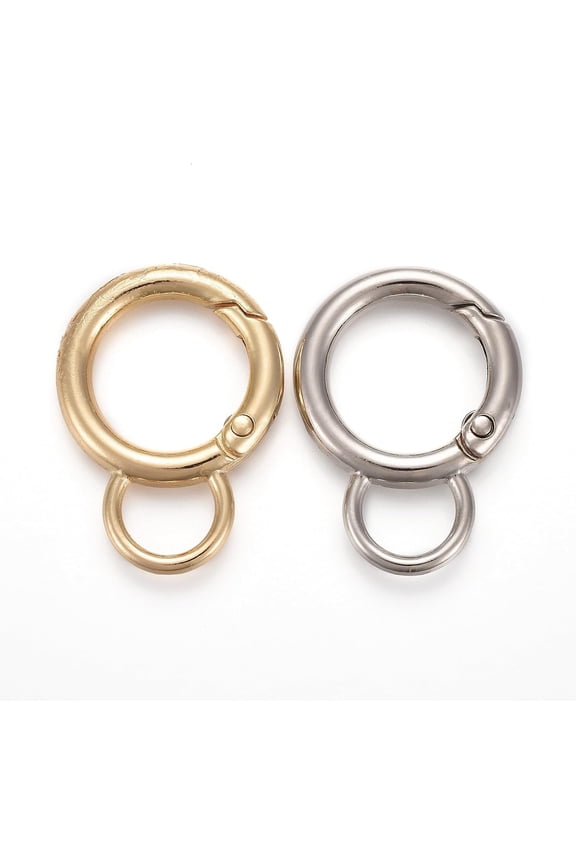 10 Pcs Alloy Spring Gate Ring with Loop Circle Key Rings Closed Ring Clasp Brecelets Necklace Link Connector Findings Charms for DIY Necklaces Anklets Jewelry Making 33x24x3.5mm Hole: 9x7mm Colorful