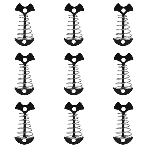 10 Pcs Aluminum Alloy Fishbone Tent Stakes Deck Anchor Pegs with Spring Rope Buckle Hook, Windproof Camping Pegs for Wood Platform, Secure Tent Anchors for Outdoor Hiking 3Inch