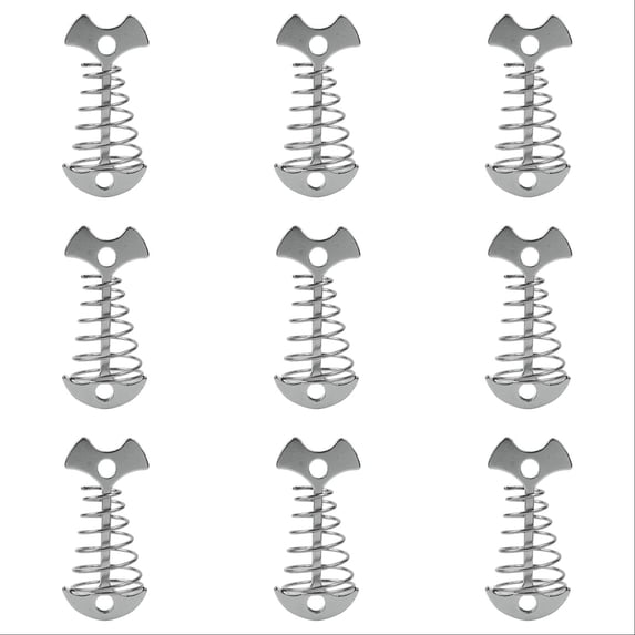 10 Pcs Aluminum Alloy Fishbone Tent Stakes Deck Anchor Pegs with Spring Rope Buckle Hook, Windproof Camping Pegs for Wood Platform, Secure Tent Anchors for Outdoor Hiking 3Inch
