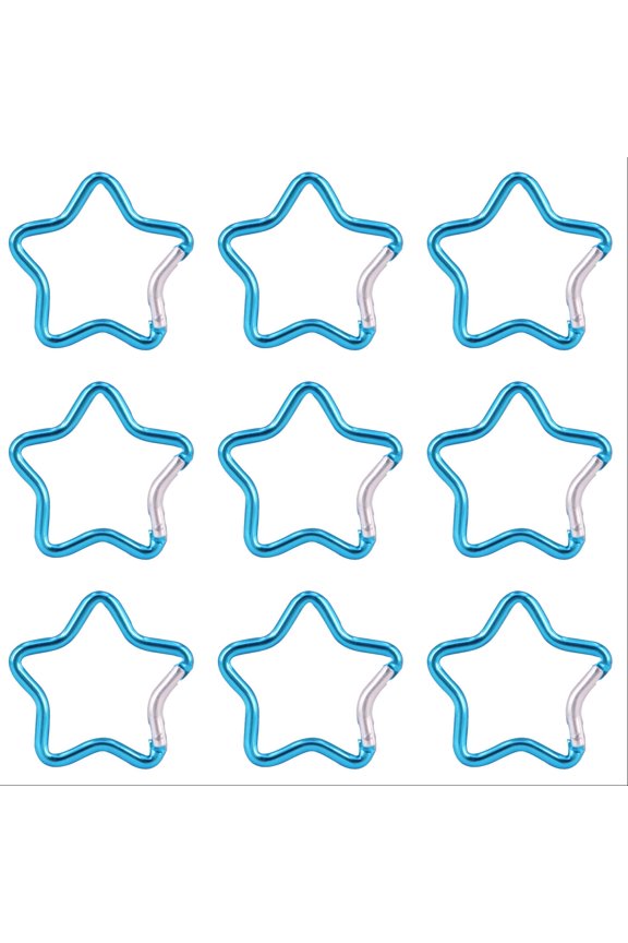 10 Pcs Aluminum Carabiner Keychain 1.93 Inch, Star Shape Spring Snap Hook Carabiner Clip, Lightweight Key Ring for Outdoor Accessories Backpack and Bags, Keychains, Light Blue