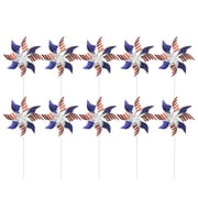 10 Pcs American Flag Pinwheels, Patriotic Pinwheel for Yard and Garden, Red White Blue 4th of July Wind Spinners for Outdoor Parades Memorial Day Party Supplies