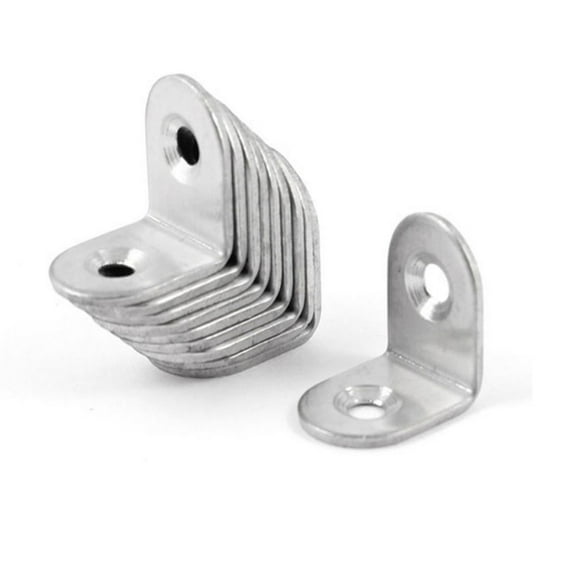 TABLZONE 10Pcs 30Mm Metal Right Angle Bracket Stainless Steel Plated Silver Tone
