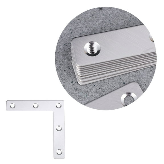 10 Pcs Angle Bracket Steel Fixed Plate Connectors Flat Iron Bracket Wall Mount Bracket Corner Brace