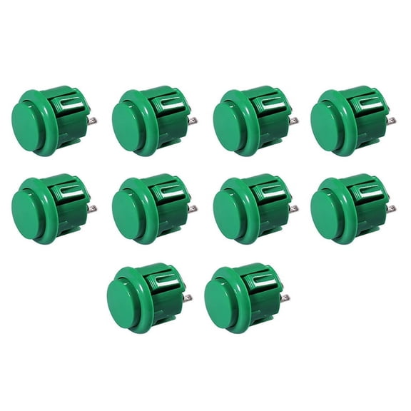 10 Pcs Arcade Buttons 24Mm Responsive Arcade Buttons for Gaming Enthusiasts Green