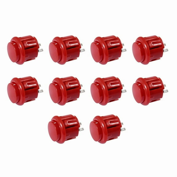 10 Pcs Arcade Buttons 24Mm Responsive Arcade Buttons for Gaming Enthusiasts Red,10 * Arcade Buttons,Red