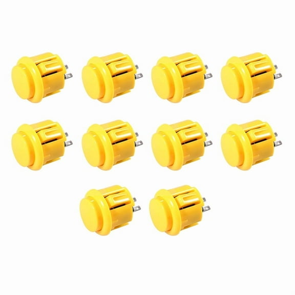10 Pcs Arcade Buttons 24Mm Responsive Arcade Buttons for Gaming Enthusiasts Yellow