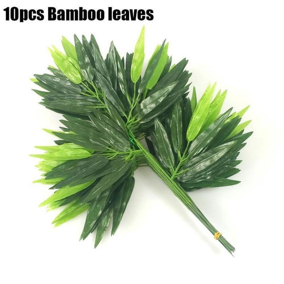 10 Pcs Artificial Bamboo Leaf Trees Branch Green Plants Plastic Home 2024 B5N7