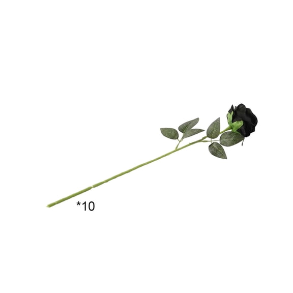 10 Pcs Artificial Black Roses, 19.69In Long Stem Silk Fake Roses, Gothic Black Rose Bouquet for Halloween Dark Theme Wedding & Home Decor