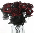 thumbnail image 1 of 10 Pcs Artificial Bloody Roses with Eyeball Flower Bouquet Faux White and Red Roses Bundles 16" Fake Realistic Roses for Flowers Arrangements Halloween Parties Home Decor (10, Maroon), 1 of 4