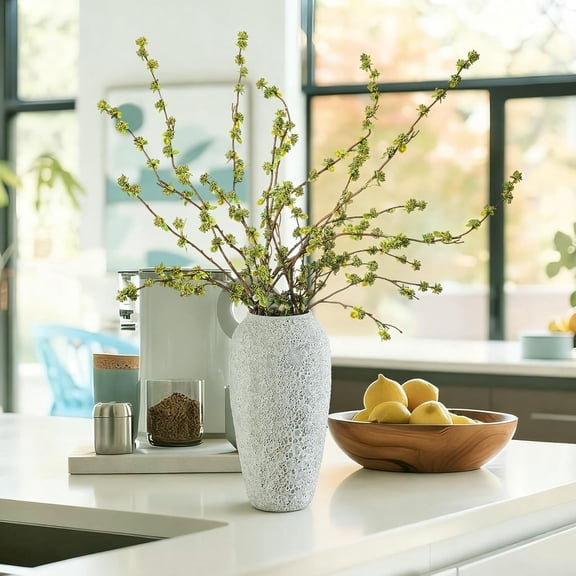 10 Pcs Artificial Branches with Green Buds 40" Evergreen Faux Plastic Plant Stem Picks for Vase Home Office Wedding Party Indoor and Outdoor Spring Decor