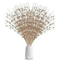 10 Pcs Artificial Christmas Berry Branches Champagne Glitter Berries Picks Shiny Ball Decorative Spray Sticks Vase Filler Ornaments for Home Xmas Tree Garlands Crafts Decor By Scheam