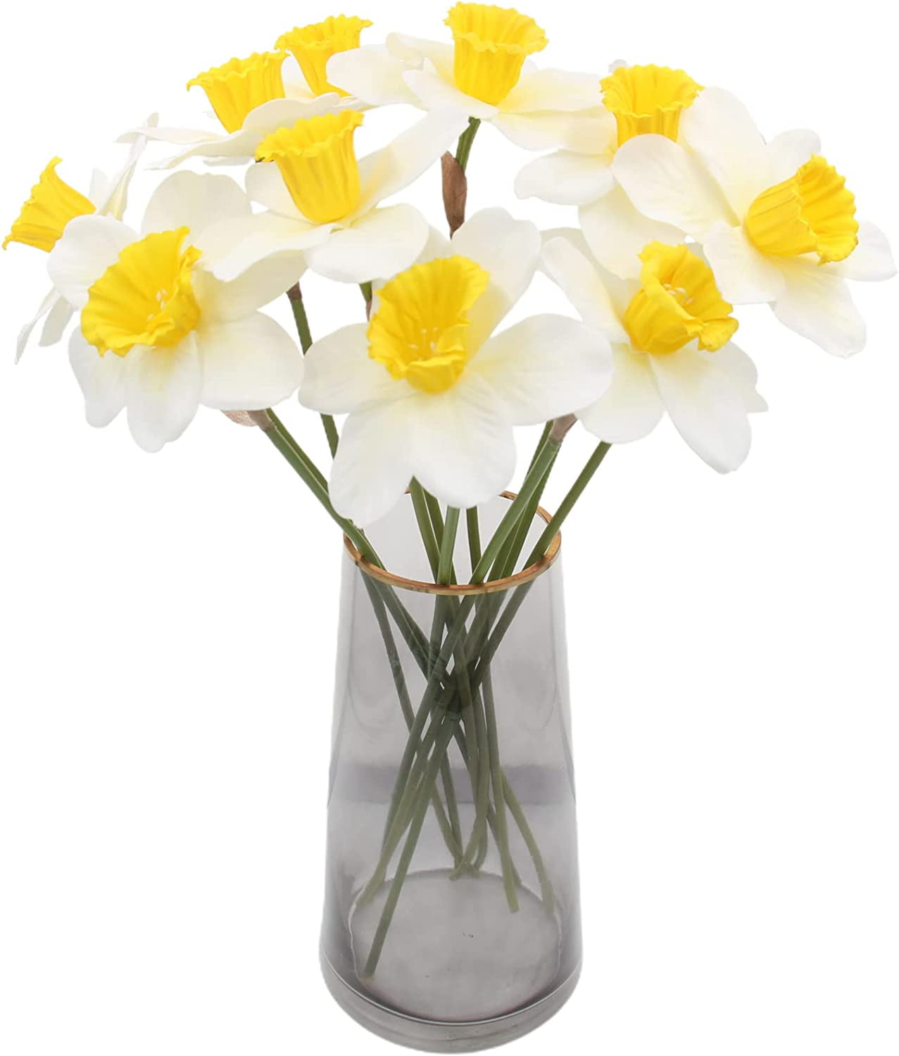 10 Pcs Artificial Daffodil Flowers Real Touch Silk Faux Narcissus