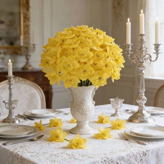 10 Pcs Artificial Daffodils Lifelike Faux Flowers for Home Decor Wedding Centerpieces