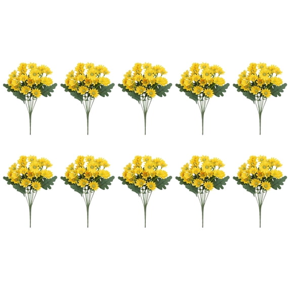 10 Pcs Artificial Fall Flowers, Lifelike Fake Silk Mums, UV Resistant Artificial Flowers, Fake Daisy Bouquets, Waterproof Vibrant Floral Picks, Fake Flowers for Outdoor Porch Home Decor