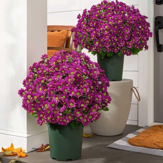 10 Pcs Artificial Fall Flowers, Lifelike Fake Silk Mums, UV Resistant Artificial Flowers, Fake Daisy Bouquets, Waterproof Vibrant Floral Picks, Fake Flowers for Outdoor Porch Home Decor