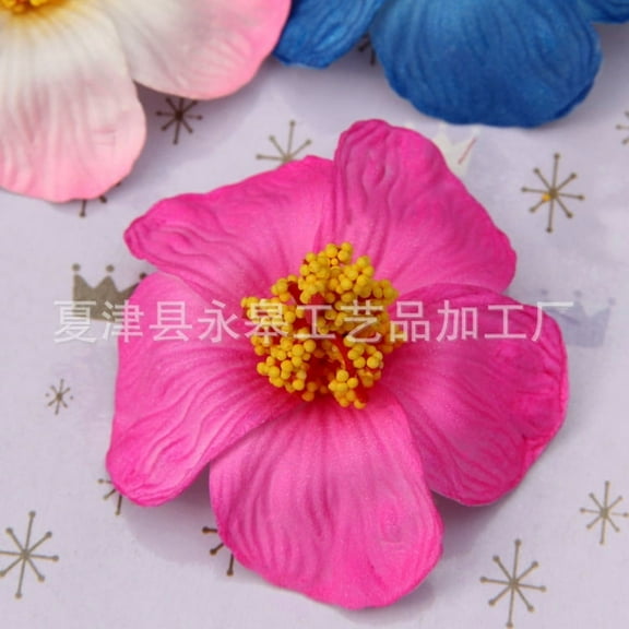 10 Pcs Artificial Flowers Hibiscus Tropical Decoration Prop Frangipani Banquet Rosy