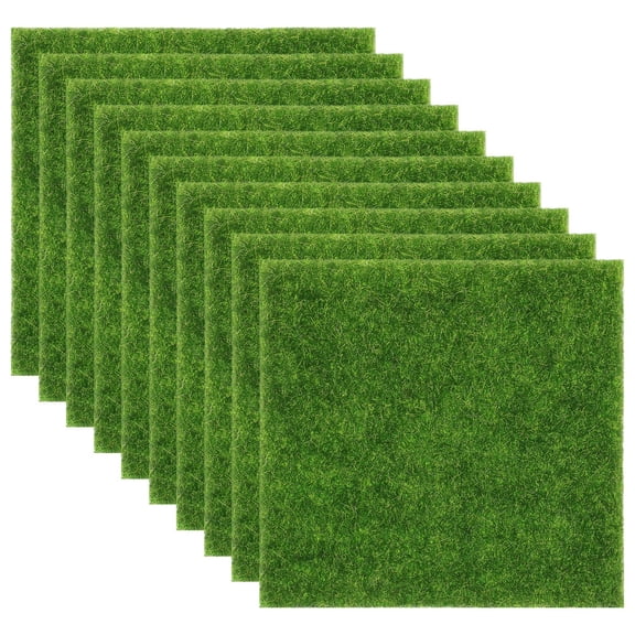 10 Pcs Artificial Moss Turf Mat Simulation Green Grass Outdoor Decor Dollhouse Miniature Fairy Garden Ornament