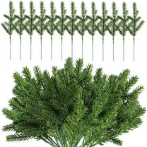 10 Pcs Artificial Pine Branches Green Plants Pine Needles DIY Accessories for Garland Wreath Christmas and Home Garden Decor (10, Green)