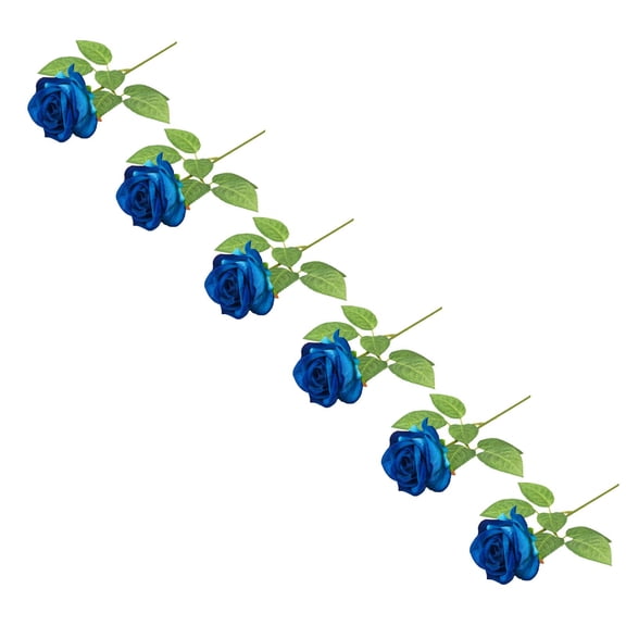 10 Pcs Artificial Silk Roses,Realistic Velvet Roses Flowers,Fake Roses Artificial Flowers With Long Stems,Faux Rose Bouquets For Mother'S Day,Wedding,Valentines Day Diy Decorations,(Blue,21.07 in)