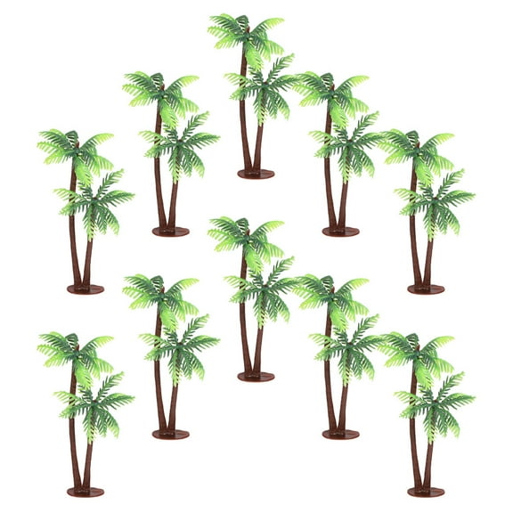OUNONA Premium Simulation Coconut Trees for Decor Made of Plastic Green Color 10 Pcs Small Size