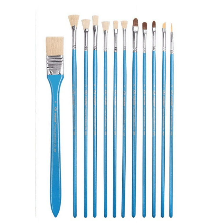 10 Pcs Artist Paint Brushes Set for Oil, Professional Bristle Hog Hair  Paint Brush, Fan, Filbert, Flat, Round, Chip Tips Paintbrushes for Acrylic  Tempera Gouache Painting (Blue) 