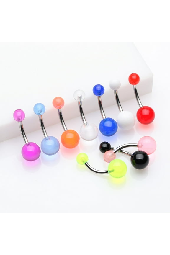 10 Pcs Assorted Basic UV Acrylic Belly Button Ring
