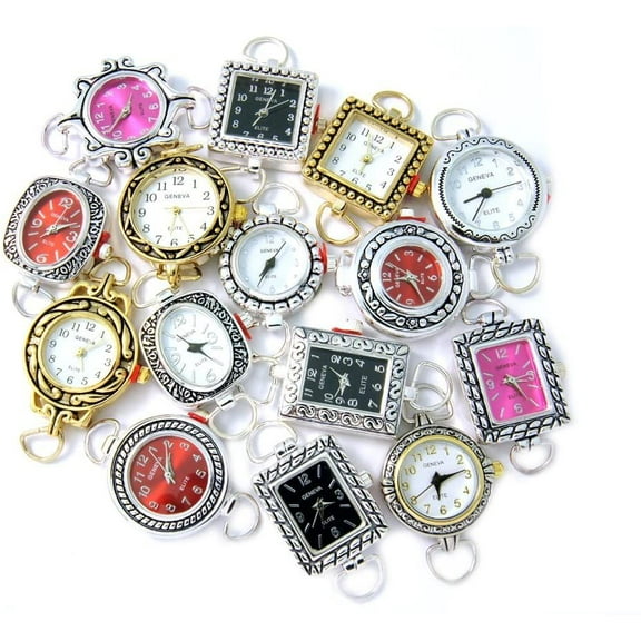 10 Pcs Assorted Beading Watch Faces. Battery and Loops Included. Geneva Elite Brand.
