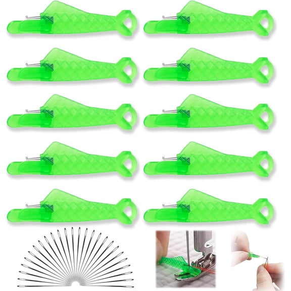 10 Pcs Automatic Sewing Needle Threader, 2025 Upgraded Sewing Machine Needle Threader Comes With 25 Sewing Needles, Easy Selfthread Needle Threaders Tool, For Craft DIY(Green)