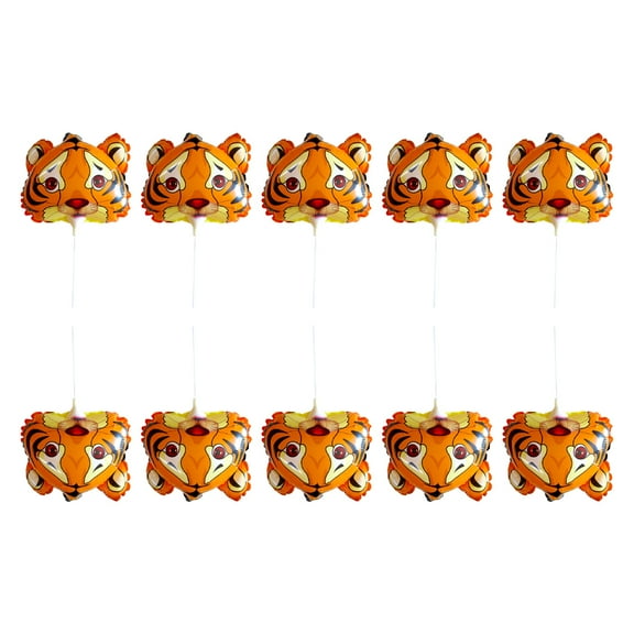 GOOHOCHY Tiger Head Balloons Assorted Color 10Pcs Aluminum Film 10.2X9.8X3.9in