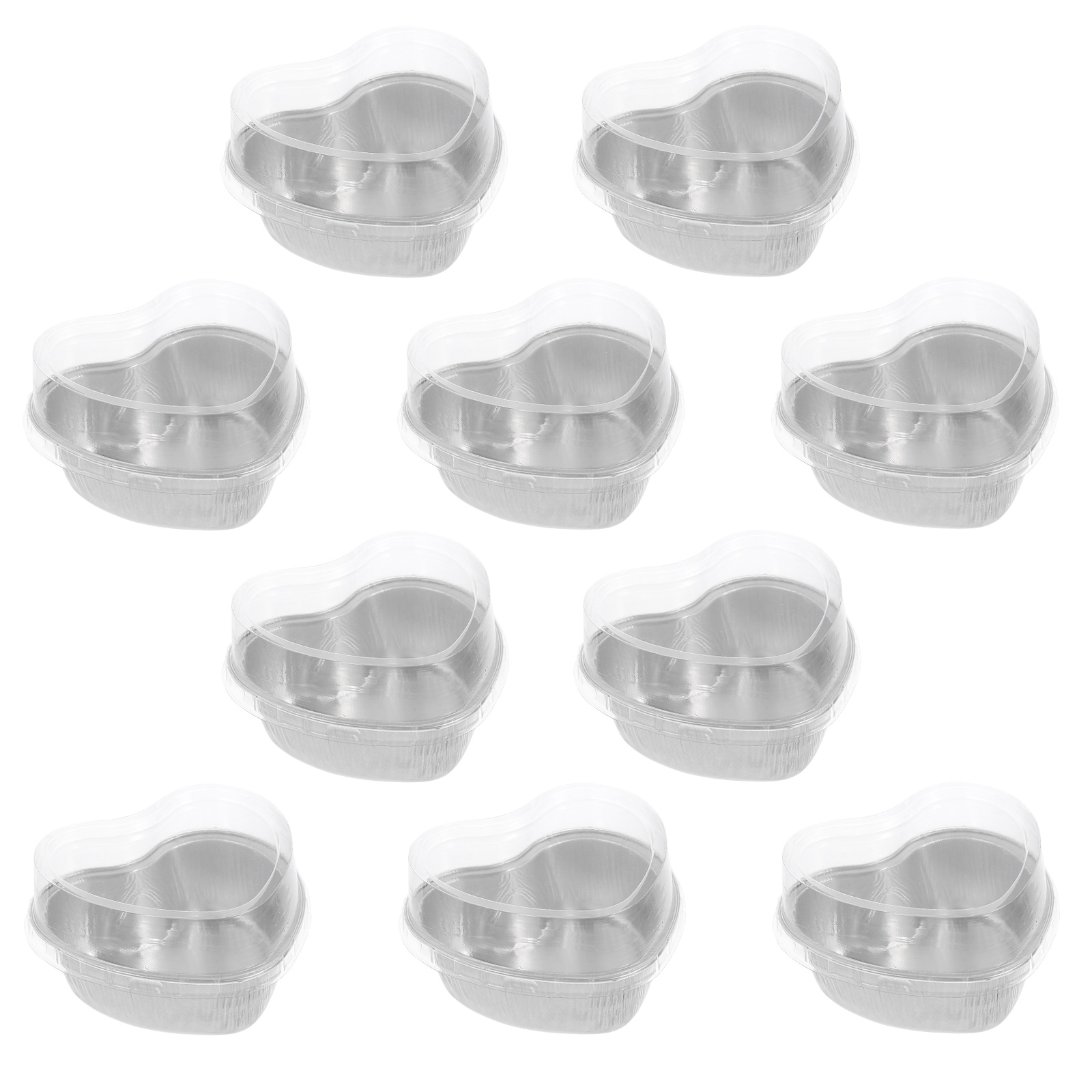 10 Pcs Baking Cup HeartShaped Aluminum Foil Box Cake Pans Pudding