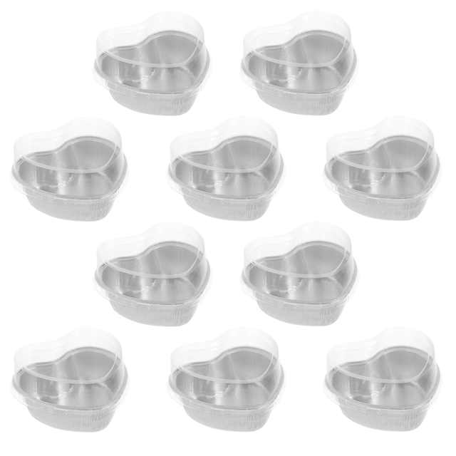 10 Pcs Baking Cup HeartShaped Aluminum Foil Box Cake Pans Pudding