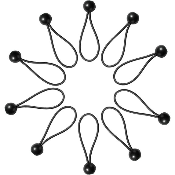 10 Pcs Ball Bungee Cord, Bungee Cords with Balls, Ball Bungee Heavy Duty Heavyweight 4, 6, 8 Inch Tarp Bungee Cords, Suitable for Tarp, Camping, Tents, Cargo, Holding Wire and Hoses (Black, 6 Inch)