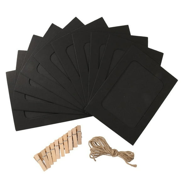 10 Pcs Kraft Paper Photo Frames with String Lights, Wall Decoration Clips for Collage Albums and Picture Display