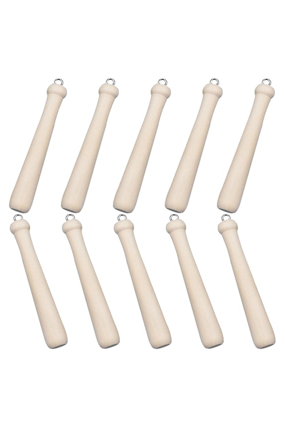 10pcs Mini Baseball Bat Charm Keychain Pendant Keyring Making Materials Wooden Bat Charms