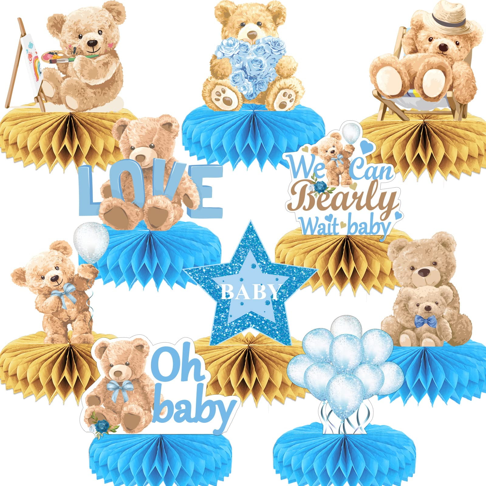 10 Pcs Bear Baby DHF10 Shower Party Supplies Bear Centerpieces for We