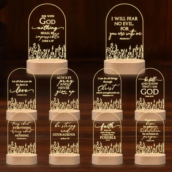 10 Pcs Bible Verse LED Night Light with Wooden Base Bestseling