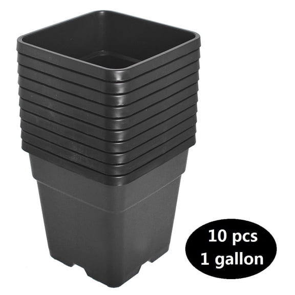10-Pcs Black 1 Gallon Square Seedling Pots Plastic Plant Pots Seedling Cups Nursery Pots Plant Containers