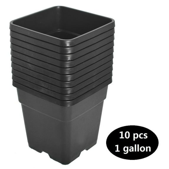 10-Pcs Black 1 Gallon Square Seedling Pots Plastic Plant Pots Seedling Cups Nursery Pots Plant Containers