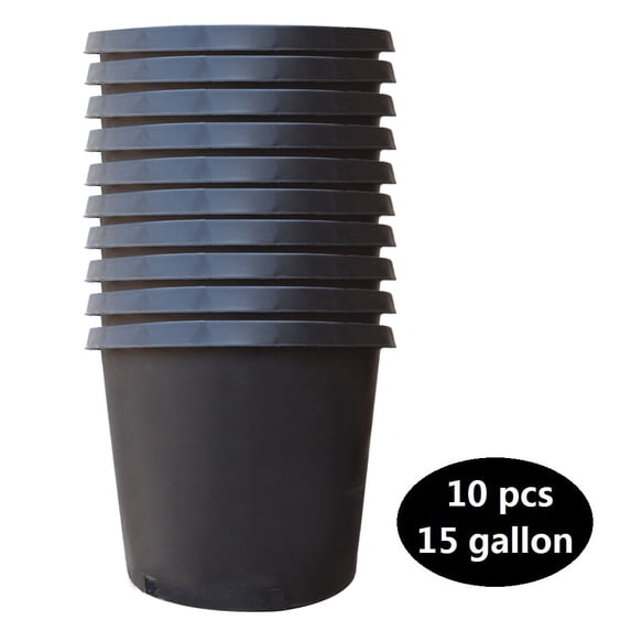 Lab Work 10-Pcs Black 15 gallon circular plastic plant pots for seedlings and nursery