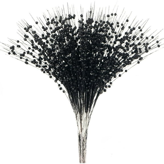 10 Pcs Black Artificial Glitter Berry Stems Christmas Decorations, 20 Inch Christmas Picks Decorative Bead Sticks Glittery Twigs Branches Ornaments for Christmas Tree Vase