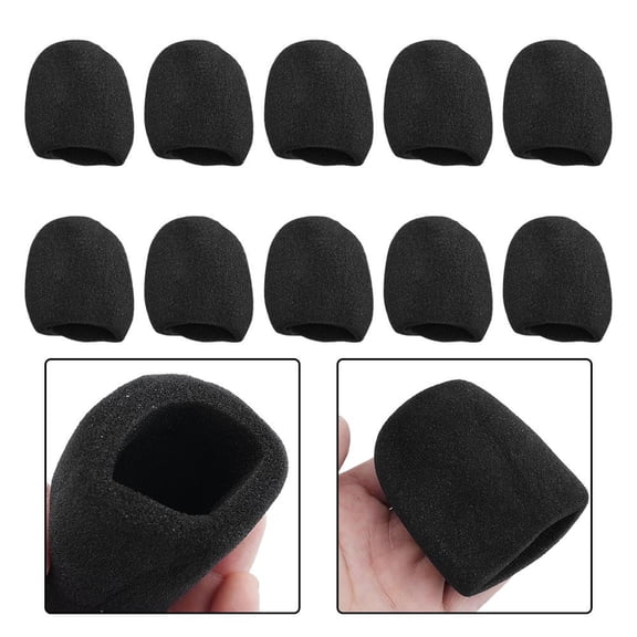 10 Pcs Black Foam Microphone Windscreens Covers Fit Standard Size Handheld Microphones Hygiene Music Instruments Accessories