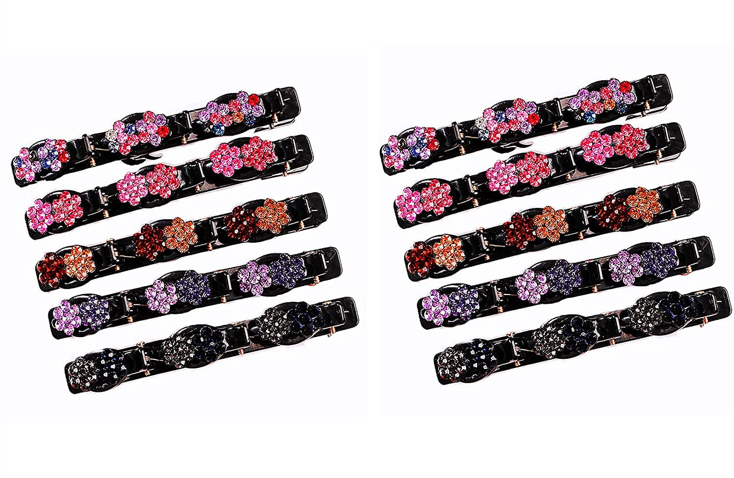 10 Pcs Black Hair Clips For Women, Double Braided Hair, ToothShaped