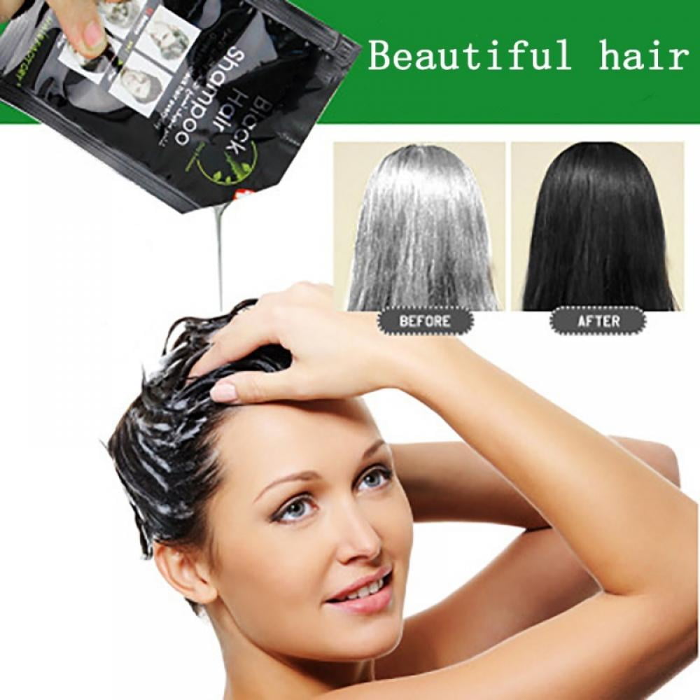 10 Pcs Black Hair Shampoo Instant Hair Dye for Men Women Black