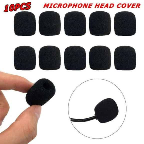 10 Pcs Black Microphone Headset Grill Windscreen Cover, Soft Sponge Foam Protector, Replacement Soft Foam Microphone Cover