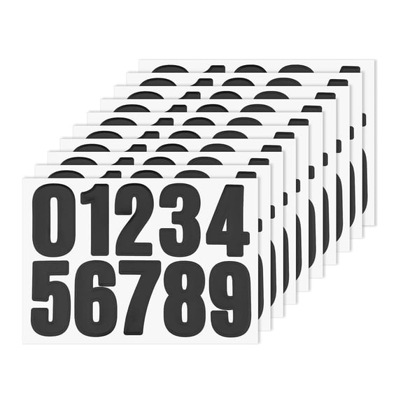 10 Pcs Black Number Stickers, GIXUSIL 4" Waterproof Vinyl Number Stickers Consecutive Number 0-9 Labels Self-Adhesive without Residue Left for Office Classroom Indoor Boxes Storage