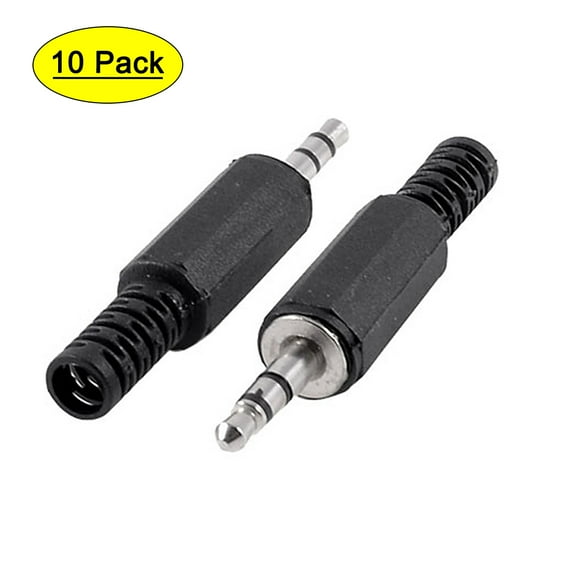 10 Pcs Black Plastic Housing 3.5mm Audio Jack Plug Headphone Connector Networking Cables